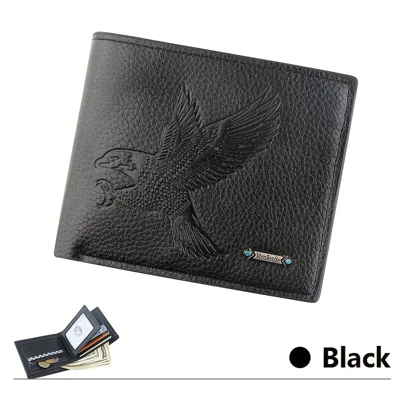 Men's Black Wallet with Eagle Design