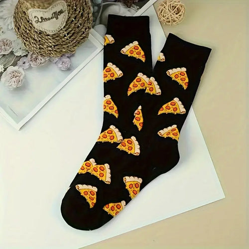 Cartoon Pizza Crew Socks (Size 40-45)