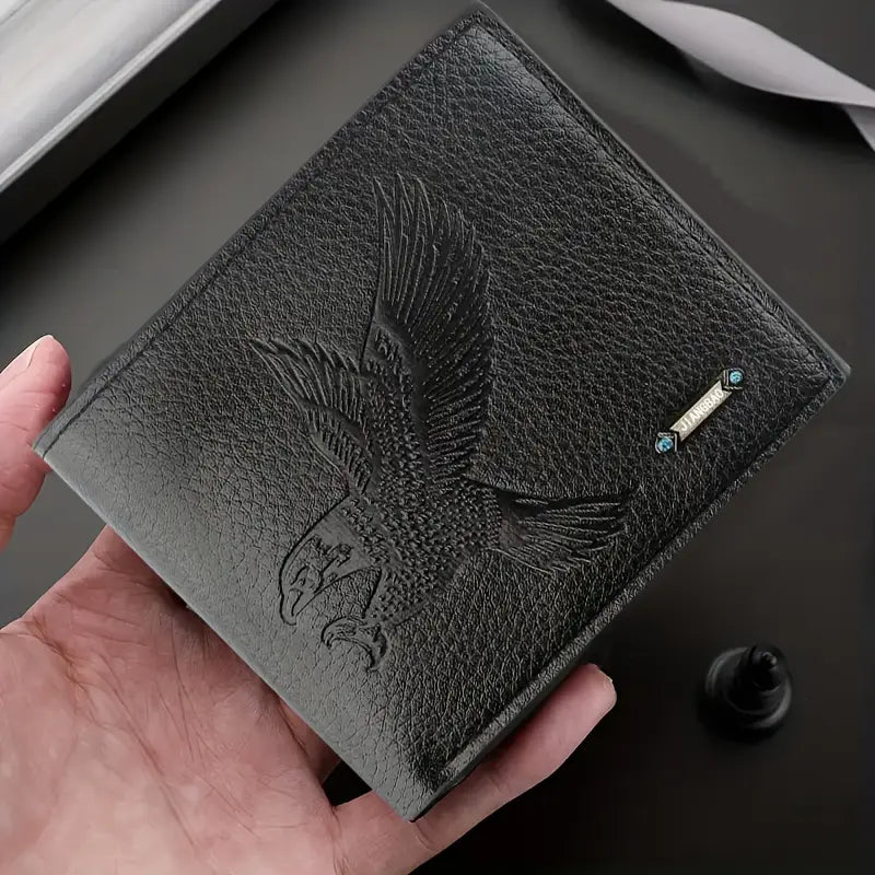 Men's Black Wallet with Eagle Design